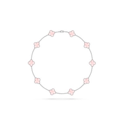 VAN CLEEF ARPELS VINTAGE ALHAMBRA NECKLACE, 10 MOTIFS WHITE GOLD